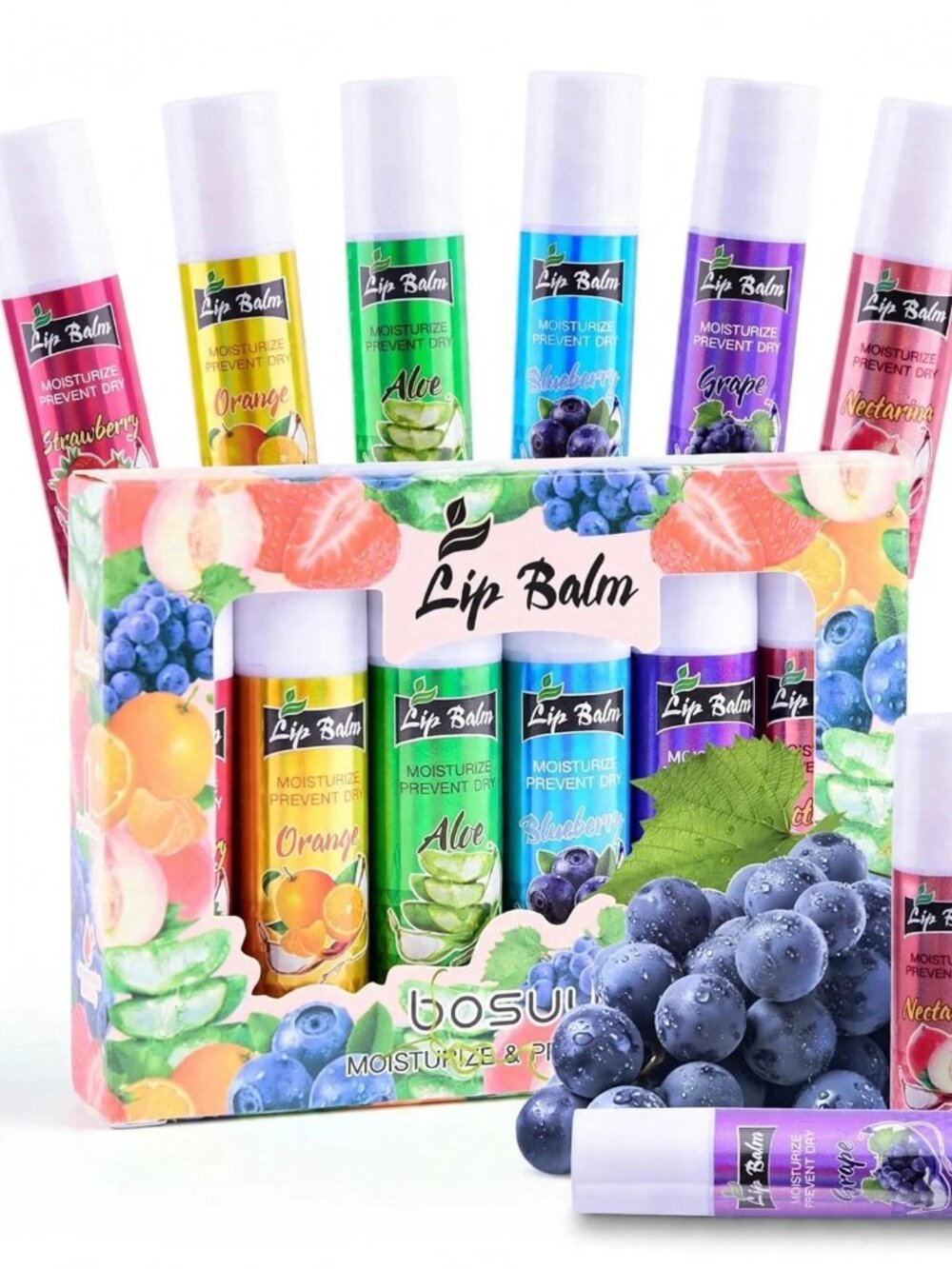 Lip Balm Set of 6 Fruity Flavors - Hydrating